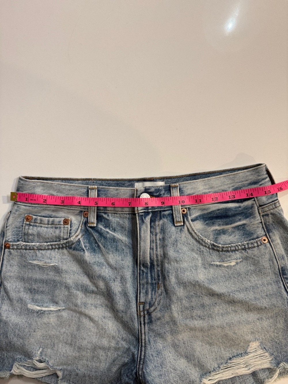 PISTOLA Nova High Rise Cut Off Distressed Denim Shorts - Size 27 - Picture 7 of 8
